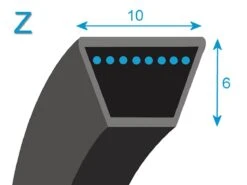 Courroie Motoculture Trapézoïdale 9.5mm X 698mm Ext. (Z26)